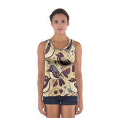 Vintage Birds Pattern Sport Tank Top  by Valentinaart