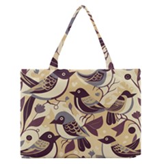 Vintage Birds Pattern Zipper Medium Tote Bag by Valentinaart