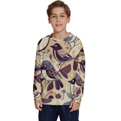 Vintage Birds Pattern Kids  Crewneck Sweatshirt