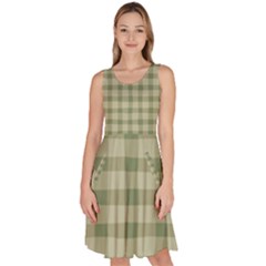 Green Gingham Check Knee Length Skater Dress With Pockets by wildroseshoppe