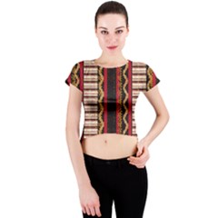 Textile Pattern Abstract Fabric Crew Neck Crop Top by pakminggu