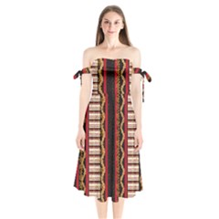 Textile Pattern Abstract Fabric Shoulder Tie Bardot Midi Dress by pakminggu