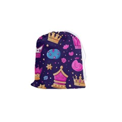 Pattern Royal Crowns Drawstring Pouch (small) by pakminggu