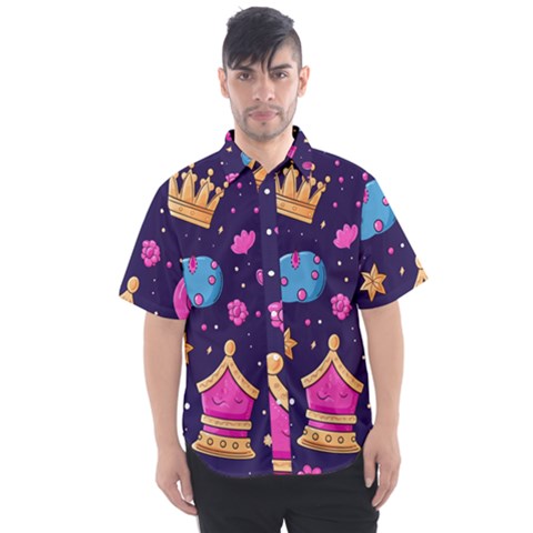 Pattern Royal Crowns Men s Short Sleeve Shirt by pakminggu