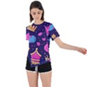 Pattern Royal Crowns Asymmetrical Short Sleeve Sports T-Shirt View1