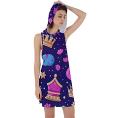 Pattern Royal Crowns Racer Back Hoodie Dress by pakminggu