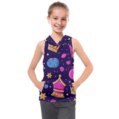 Pattern Royal Crowns Kids  Sleeveless Hoodie by pakminggu