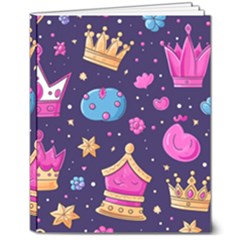 Pattern Royal Crowns 8  X 10  Softcover Notebook