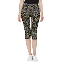 Pattern Abstract Runes Graphic Inside Out Lightweight Velour Capri Leggings 