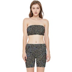 Pattern Abstract Runes Graphic Stretch Shorts And Tube Top Set by pakminggu