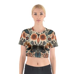 Flower Leaves Floral Cotton Crop Top by pakminggu