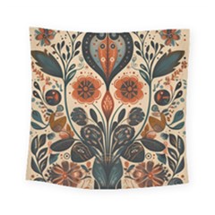 Flower Leaves Floral Square Tapestry (small) by pakminggu