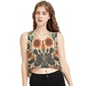 Flower Leaves Floral V-Neck Cropped Tank Top View1