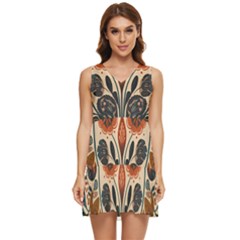 Flower Leaves Floral Tiered Sleeveless Mini Dress by pakminggu