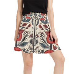 Flowers Leaves Floral Waistband Skirt