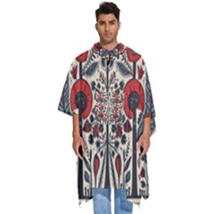 Flowers Leaves Floral Men s Hooded Rain Ponchos by pakminggu