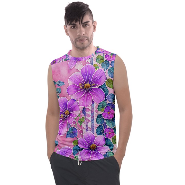 Flowers Leaves Men s Regular Tank Top