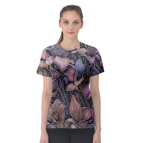 Flowers Iris Plant Women s Sport Mesh T-shirt by pakminggu