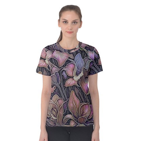 Flowers Iris Plant Women s Cotton T-shirt by pakminggu