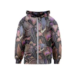 Flowers Iris Plant Kids  Zipper Hoodie