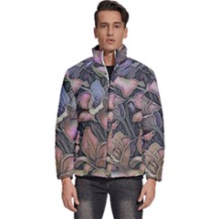 Flowers Iris Plant Men s Puffer Bubble Jacket Coat