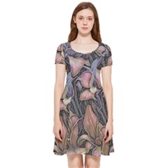 Flowers Iris Plant Inside Out Cap Sleeve Dress