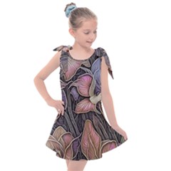 Flowers Iris Plant Kids  Tie Up Tunic Dress