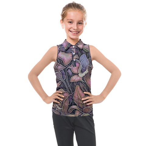 Flowers Iris Plant Kids  Sleeveless Polo T-shirt by pakminggu