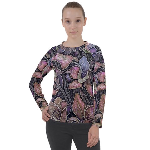 Flowers Iris Plant Women s Long Sleeve Raglan T-shirt by pakminggu