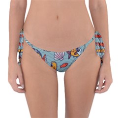 Cartoon Underwater Seamless Pattern With Crab Fish Seahorse Coral Marine Elements Reversible Bikini Bottoms