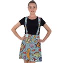 Cartoon Underwater Seamless Pattern With Crab Fish Seahorse Coral Marine Elements Velvet Suspender Skater Skirt View1