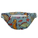 Cartoon Underwater Seamless Pattern With Crab Fish Seahorse Coral Marine Elements Fanny Pack View2