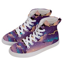 Fluffy Clouds Night Sky Women s Hi-top Skate Sneakers by uniart180623