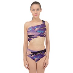 Fluffy Clouds Night Sky Spliced Up Two Piece Swimsuit by uniart180623