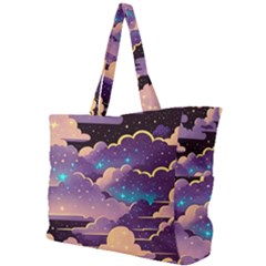 Fluffy Clouds Night Sky Simple Shoulder Bag by uniart180623