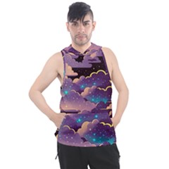 Fluffy Clouds Night Sky Men s Sleeveless Hoodie by uniart180623