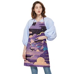 Fluffy Clouds Night Sky Pocket Apron by uniart180623