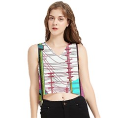 Poles Wires V-neck Cropped Tank Top by uniart180623