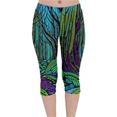 Spectral Forest Nature Velvet Capri Leggings  by uniart180623