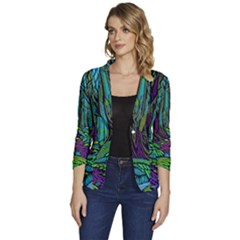 Spectral Forest Nature Women s One-button 3/4 Sleeve Short Jacket by uniart180623