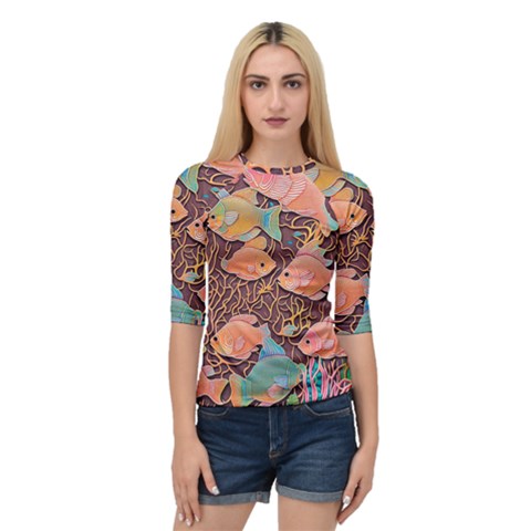 Tropical Fish Quarter Sleeve Raglan T-shirt by uniart180623