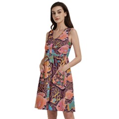 Tropical Fish Sleeveless Dress With Pocket