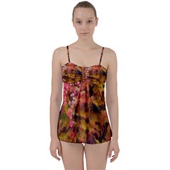 Red And Yellow Ivy  Babydoll Tankini Set by okhismakingart