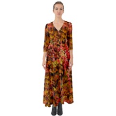 Red And Yellow Ivy  Button Up Boho Maxi Dress by okhismakingart