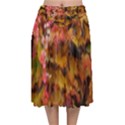 Red and Yellow Ivy  Velvet Flared Midi Skirt View1