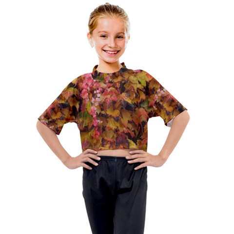 Red And Yellow Ivy  Kids Mock Neck T-shirt by okhismakingart