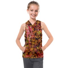 Red And Yellow Ivy  Kids  Sleeveless Hoodie by okhismakingart