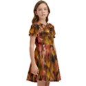 Red and Yellow Ivy  Kids  Bow Tie Puff Sleeve Dress View2