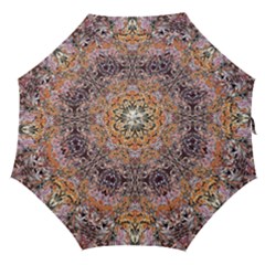 Ochre On Pink Arabesque Straight Umbrellas by kaleidomarblingart