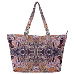 Ochre On Pink Arabesque Full Print Shoulder Bag by kaleidomarblingart